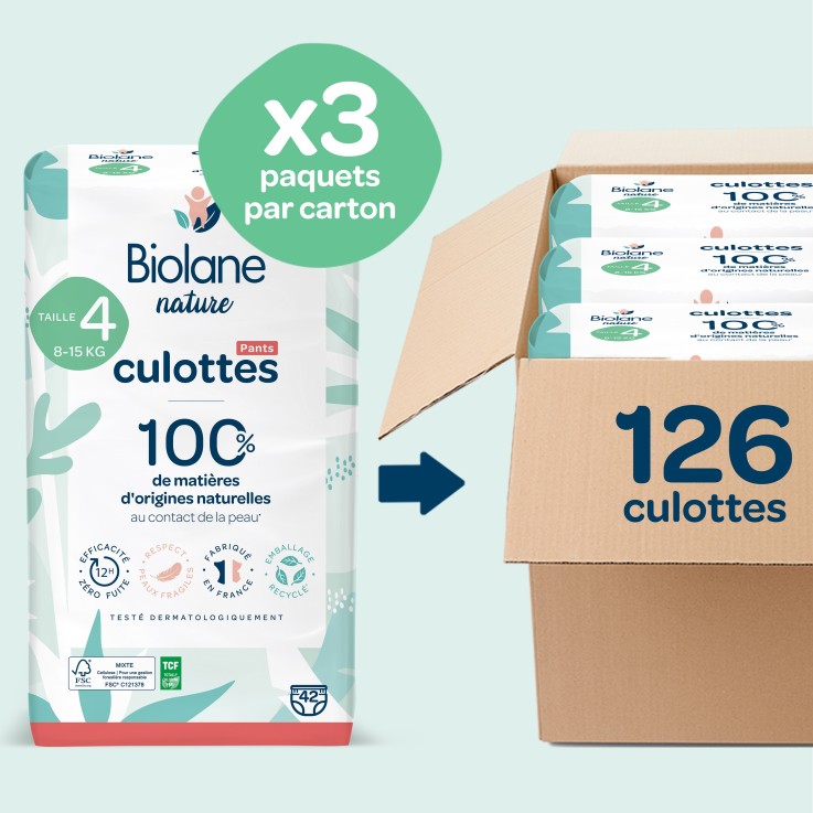 Pack couches-culottes taille 4 Biolane - 126 couches - 8 à 15 kg