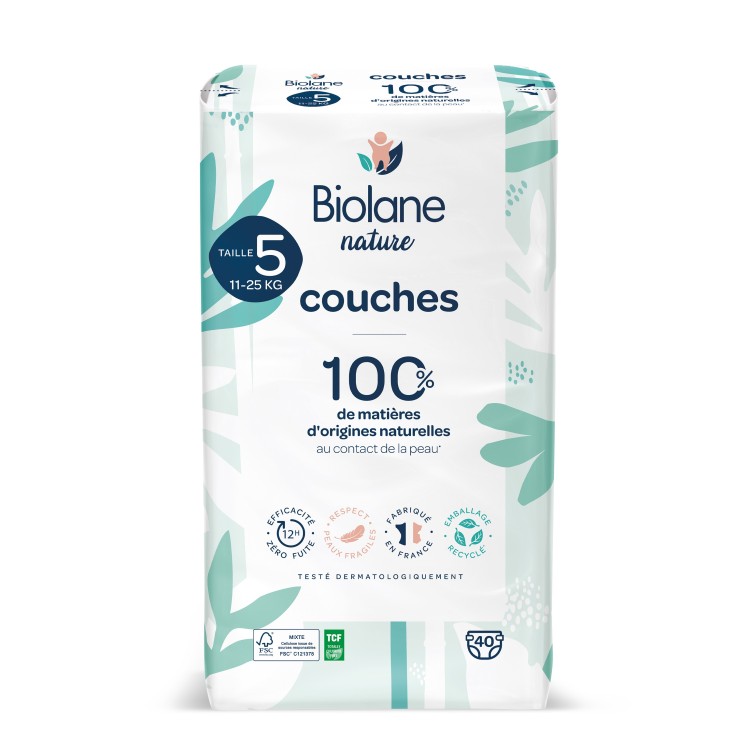 Couches taille 5 Biolane - 40 couches - 11 à 25 kg