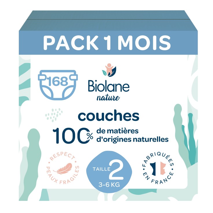 Pack couches taille 2 Biolane - 168 couches - 3 à 6 kg