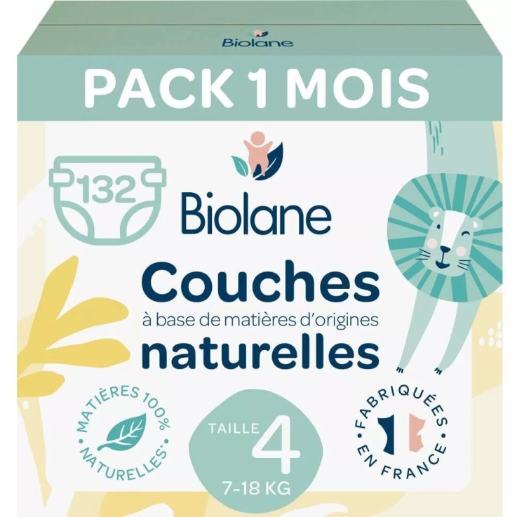 Pack couches taille 4 Biolane - 132 couches - 7 à 18 kg
