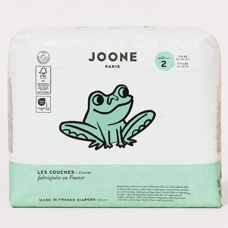 Couches Iconiques Malo - Taille 2 (3 à 5 kg) – 32 couches - Matières d’origine naturelle