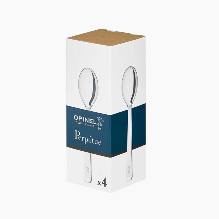 Boite de 4 cuillères à café Perpétue en acier inoxydable (inox)