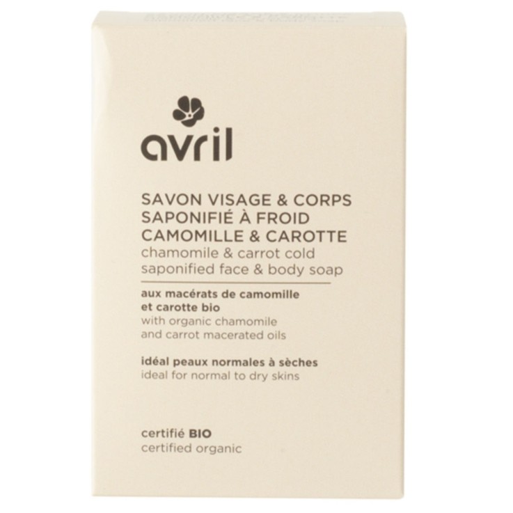 Savon visage & corps Bio saponifié à froid camomille et carotte