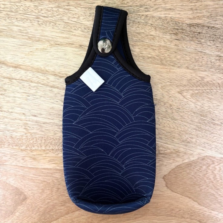 Étui néoprène réversible bleu motifs vagues pour gourdes  - Taille S