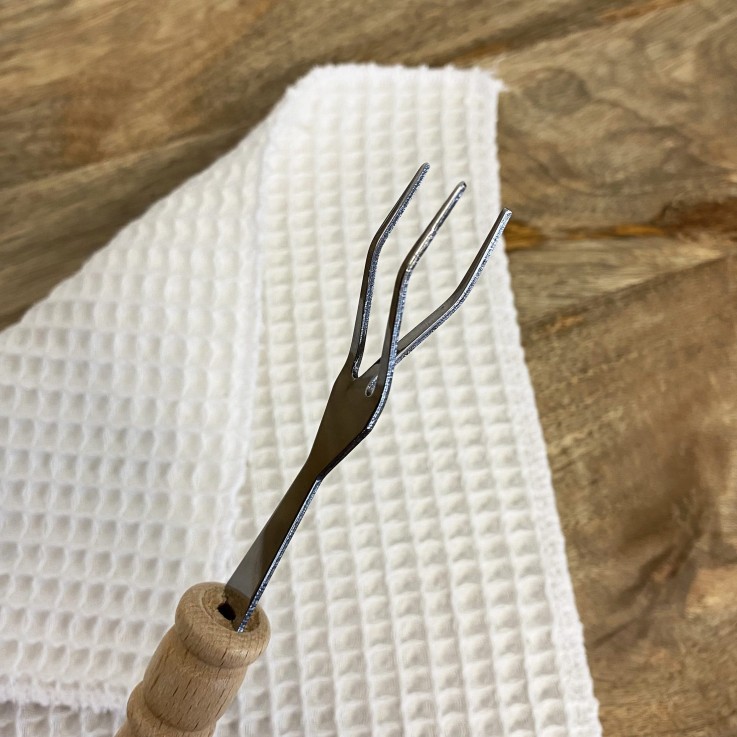 Fourchette pomme de terre manche en bois de buis en acier inoxydable (inox)