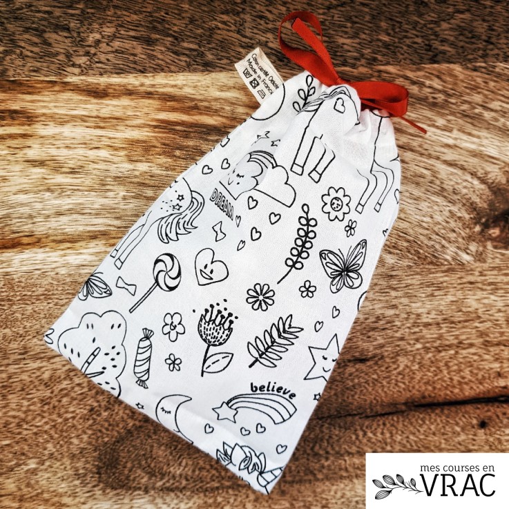 Pochette anniversaire lavable à colorier en Coton