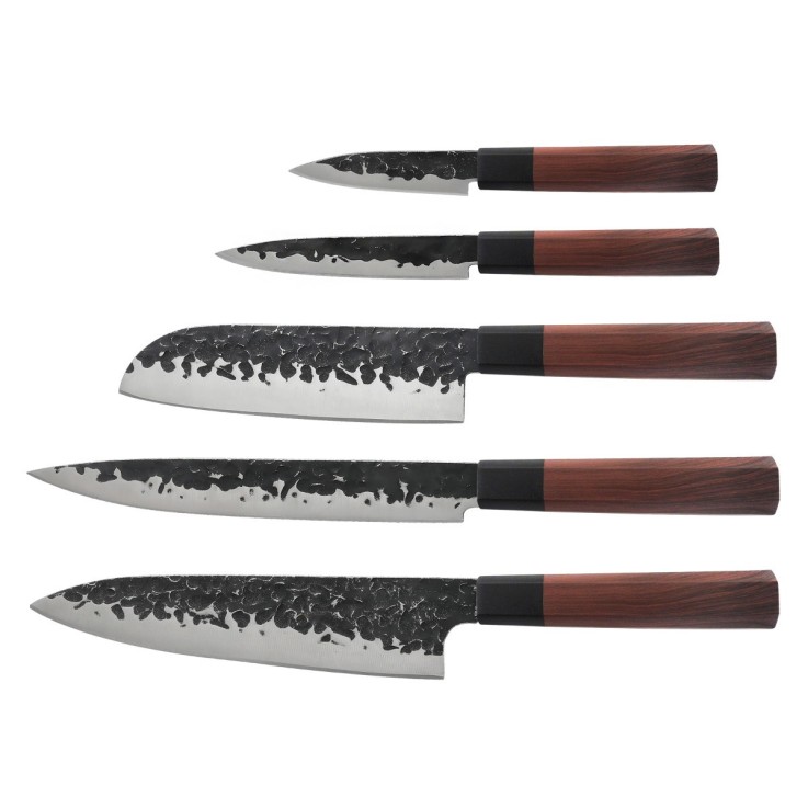 Bloc 5 couteaux de cuisine en inox - Samouraï