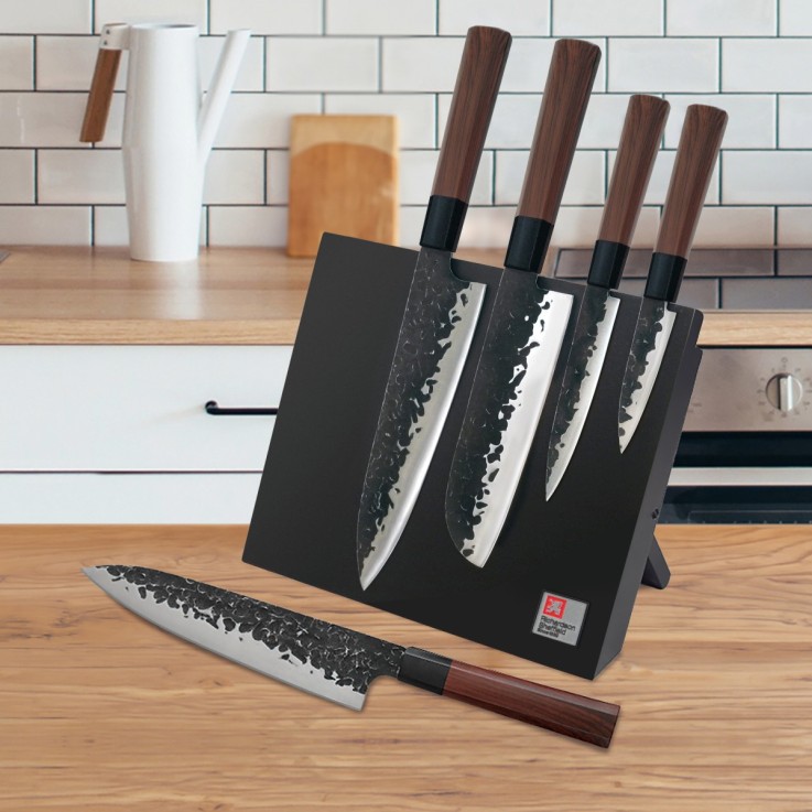 Bloc 5 couteaux de cuisine en inox - Samouraï