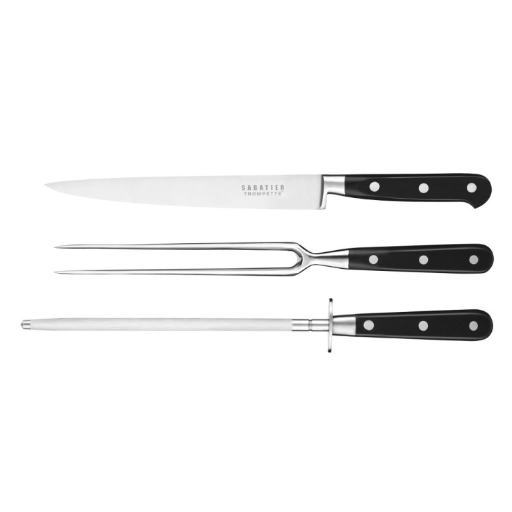 Coffret 3 couteaux à découper en inox - Sabatier Trompette