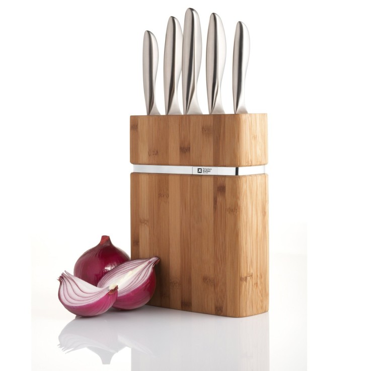 Bloc Bamboo 5 couteaux de cuisine en inox - Forme