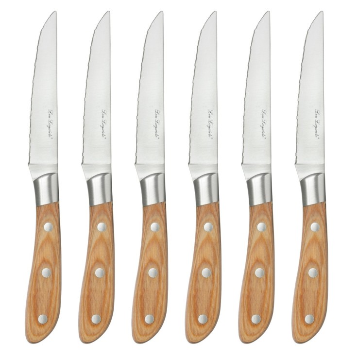 Coffret 6 couteaux steak bois de pakka 10.5cm en inox - Elias