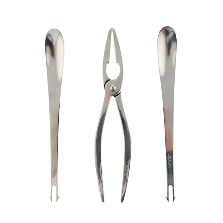 Set 3 pièces Inox Pince à crustacés + 2 fourchettes - Newport
