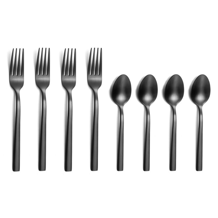 Lot de 4 cuillères moka et 4 fourchettes à gâteau - Escade Noir Satiné