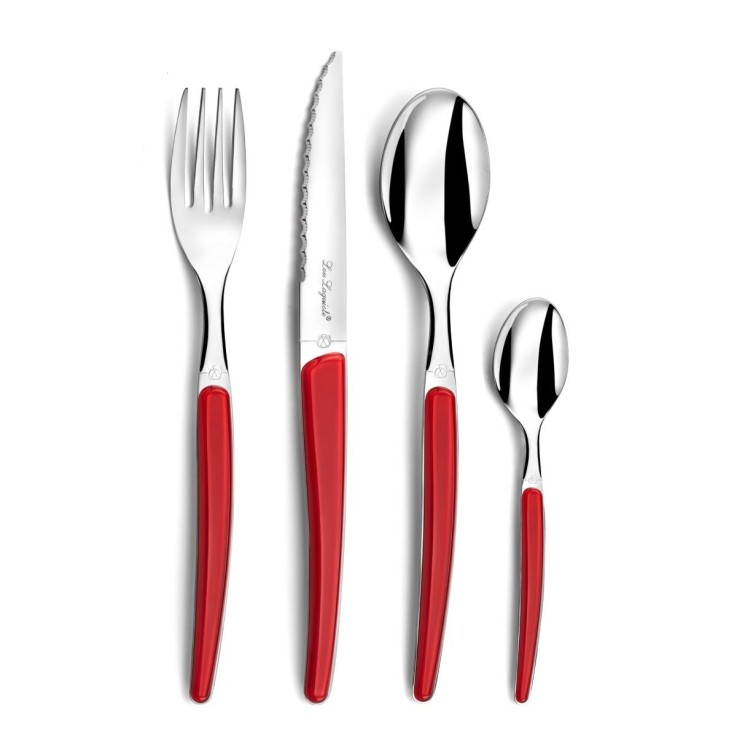 Ménagère 24 pièces en inox - Montana rouge