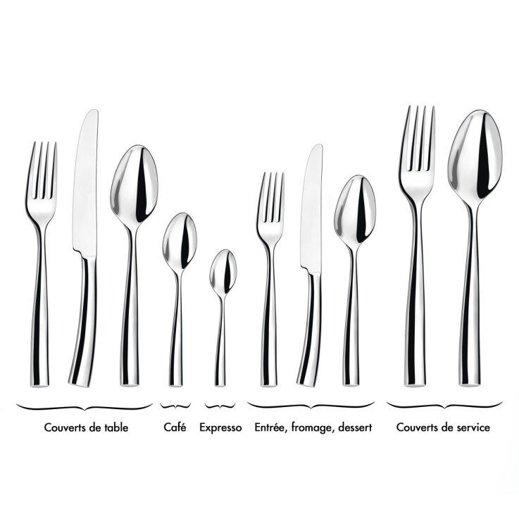 24 couverts de table pour 6 personnes en inox - Silhouette