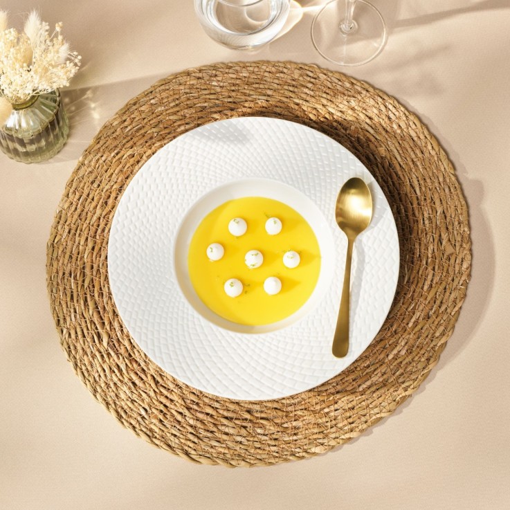 Lot de 4 cuillères moka et 4 fourchettes à gâteau - Escade Doré Satiné