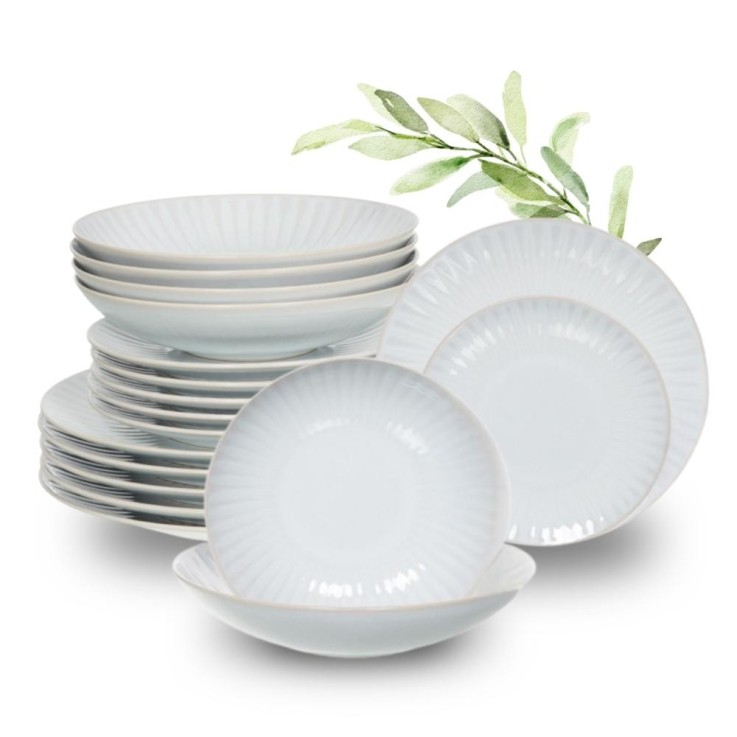 Service d'assiettes 18 pièces Olympe en grès