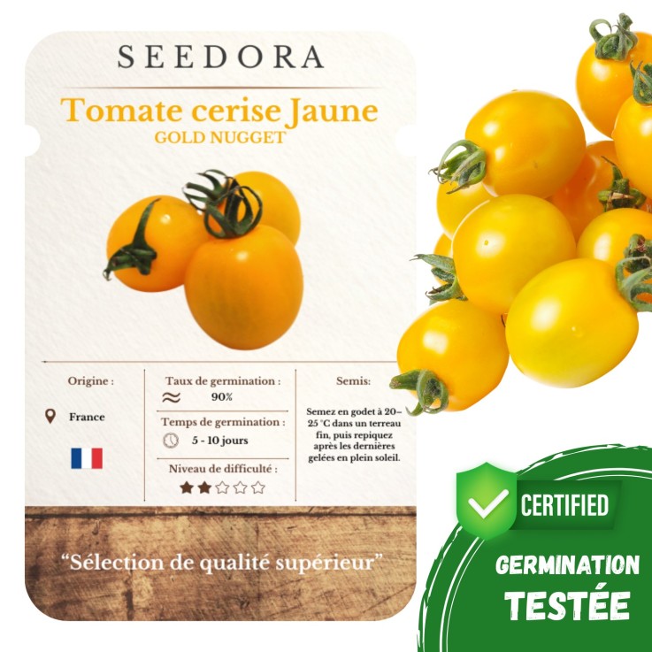 Graines Tomate Cerise Gold Nugget Non-OGM