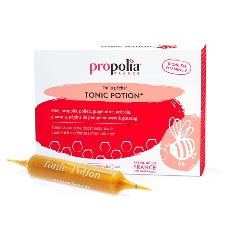 Tonic Potion - Miel, Propolis, Pollen, Gingembre - Complément alimentaire (10 Ampoules)