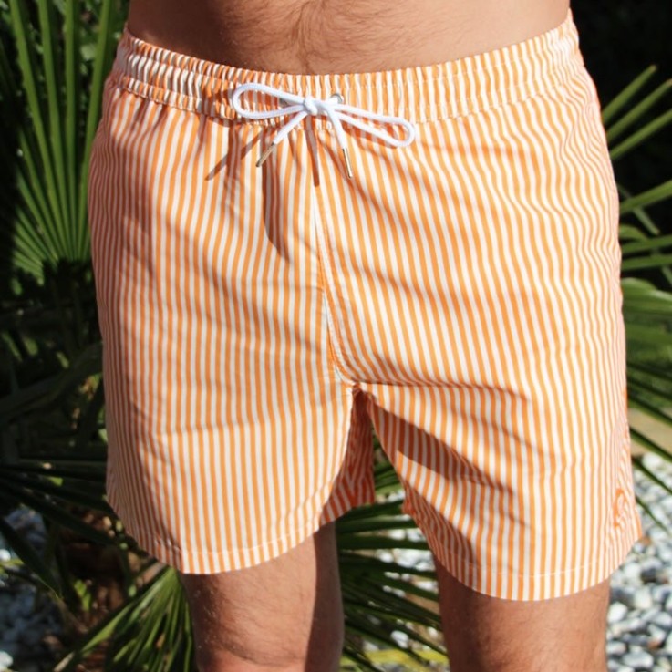 Short de bain - Le Crémeux Orange rayé
