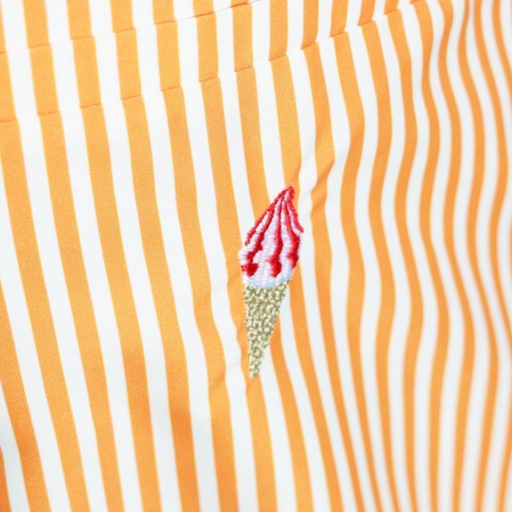Short de bain - Le Crémeux Orange rayé