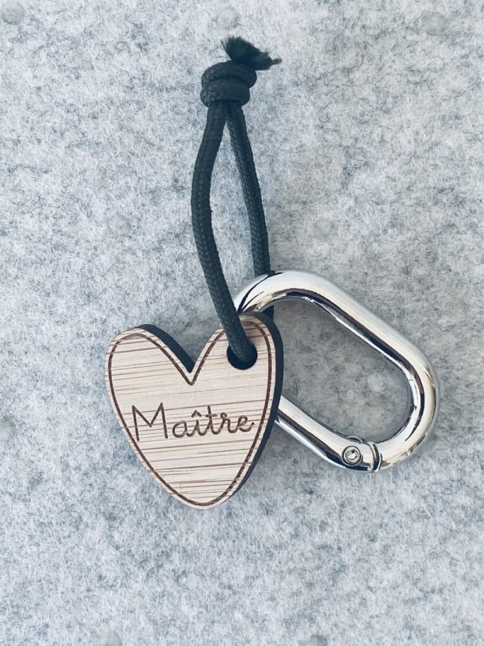 Porte-clés en bois - Cœur Maître