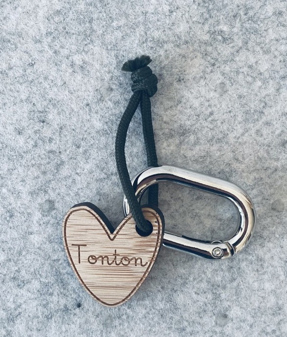 Porte-clés en bois - Cœur...