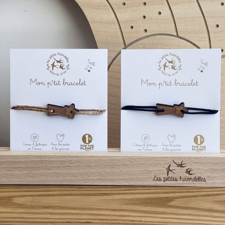 Bracelet en bois - Etoile filante