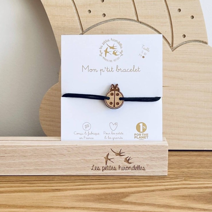 Bracelet en bois - Coccinelle