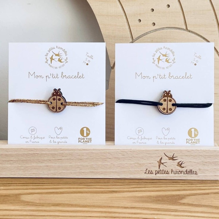 Bracelet en bois - Coccinelle