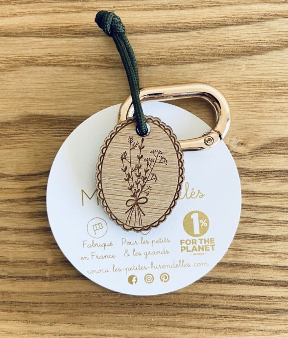 Porte-clés en bois - Médaillon