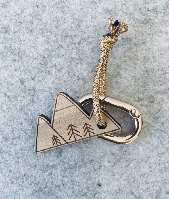 Porte-clés en bois - Montagne