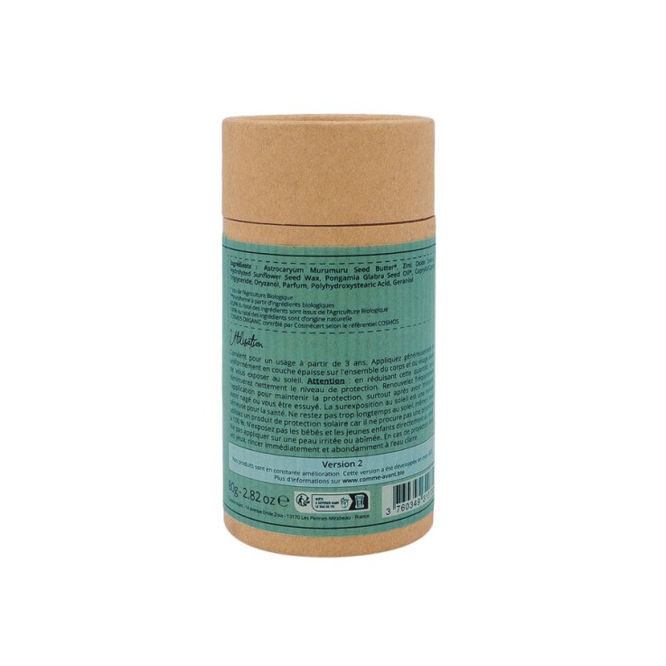 Crème Solaire Minérale Solide SPF50 - Monoï Bio & Musc (80g)