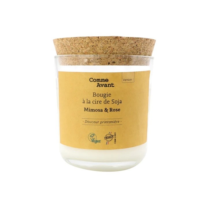 Bougie parfumée à la cire de soja - Mimosa & Rose