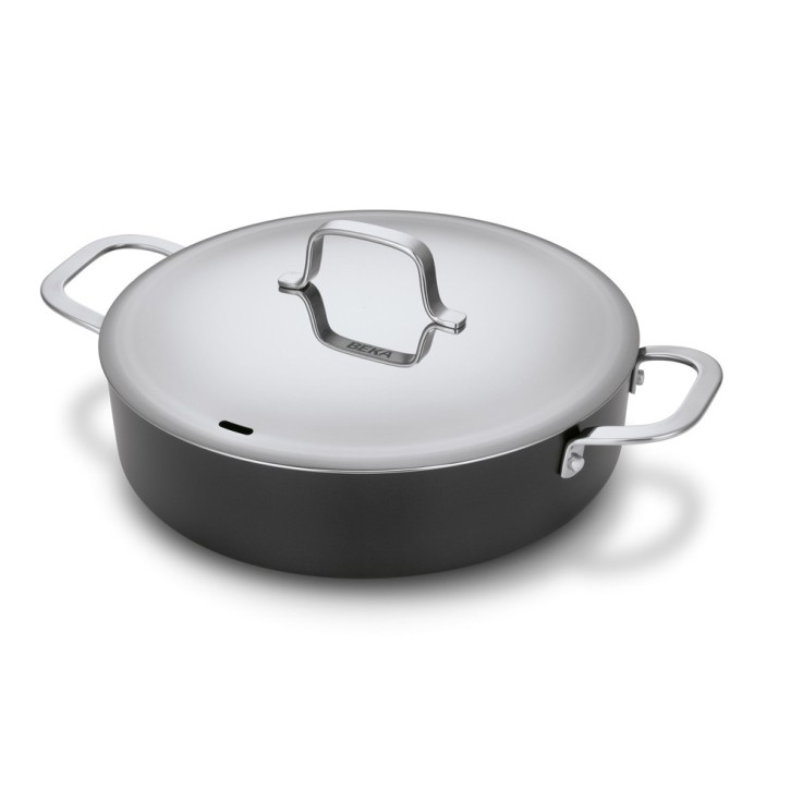 Sauteuse en aluminium 2 anses avec couvercle 28 cm Maestro en acier