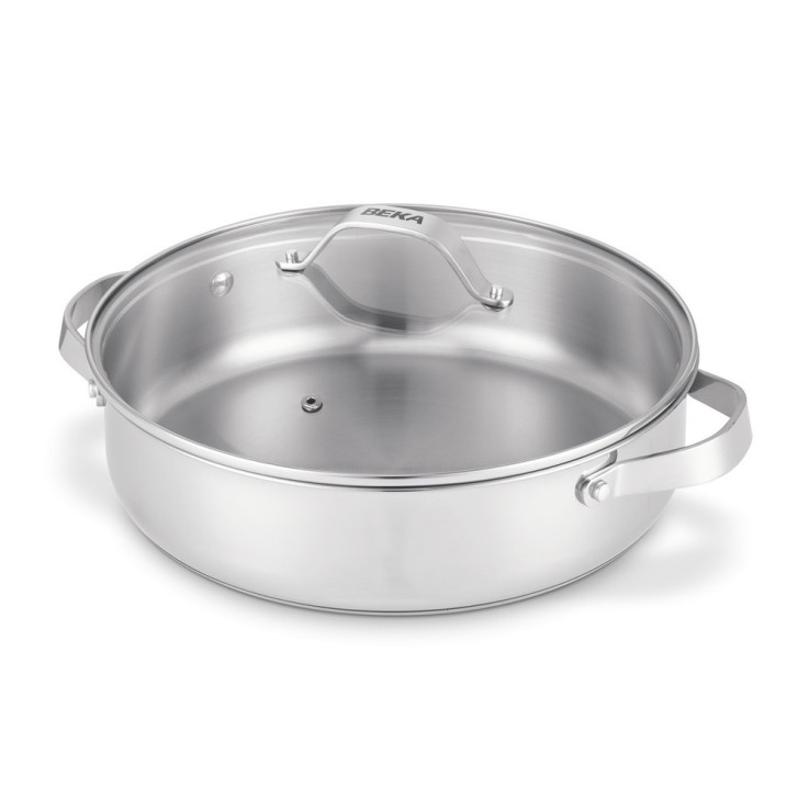 Sauteuse 2 anses Cicla avec couvercle en verre 28 cm en acier inoxydable recyclé en acier inoxydable (inox)