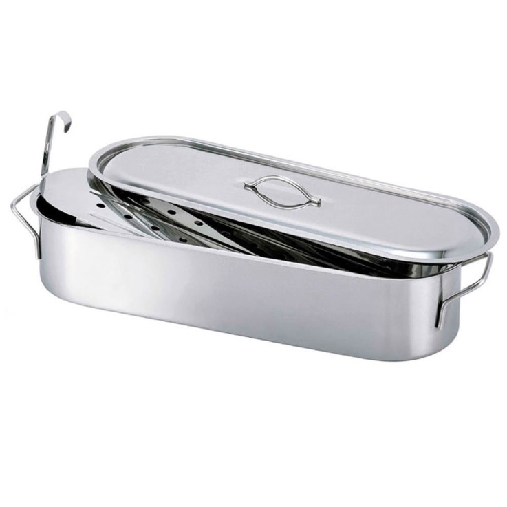 Poissonnière en inox avec grille 50 cm en acier inoxydable (inox)