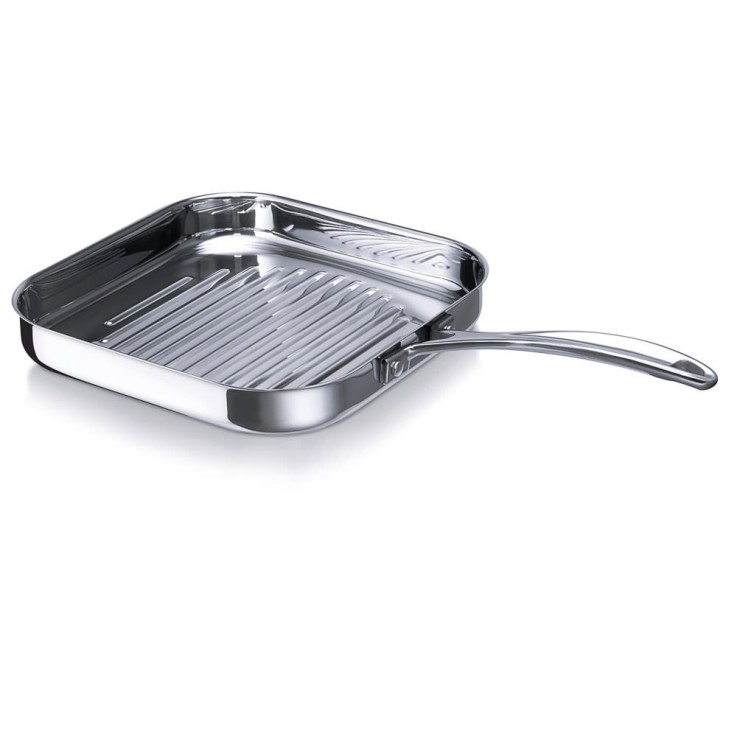 Poêle grill carrée Chef 26,5 cm en inox en acier inoxydable (inox)