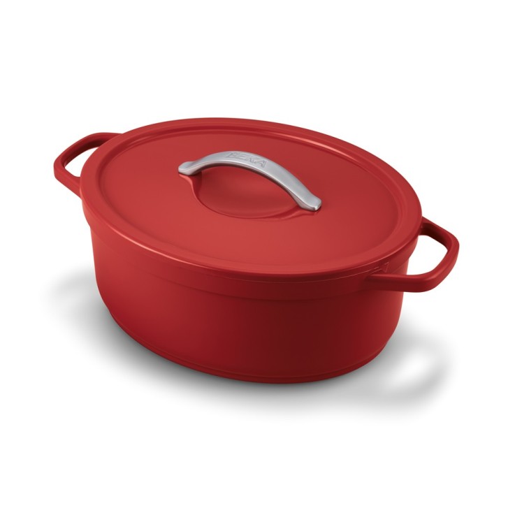 Cocotte ovale rouge 31 cm 6 L en aluminium