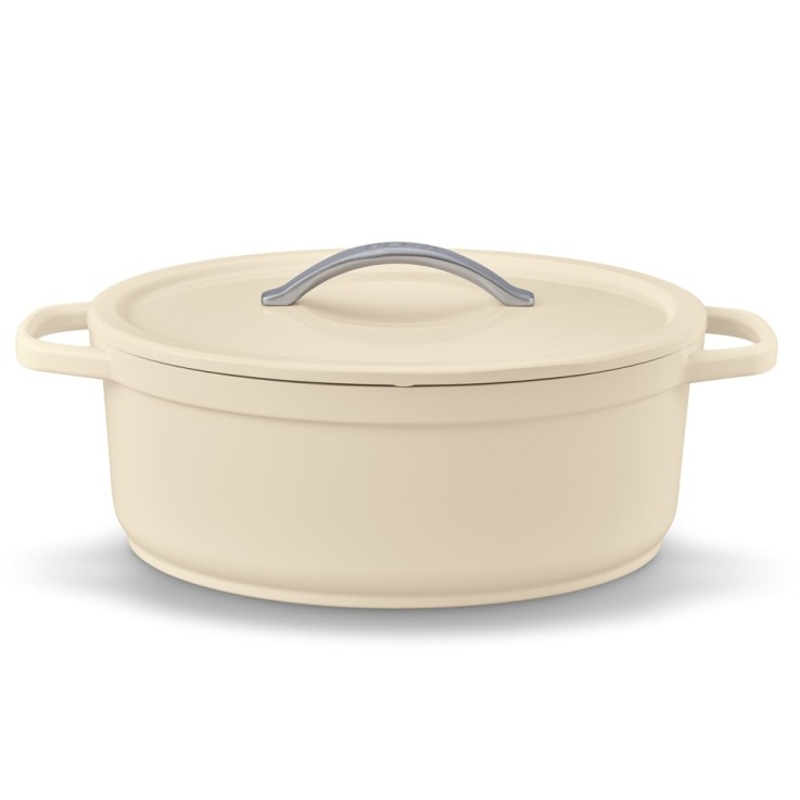 Cocotte ovale beige 31 cm 6 L en aluminium