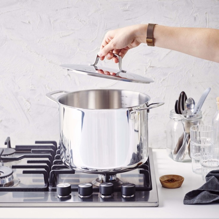 Marmite avec son couvercle Maestro 24 cm en acier inoxydable (inox)