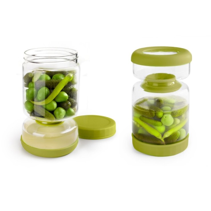 Bocal égouttoir à cornichon 1L en verre borosilicate