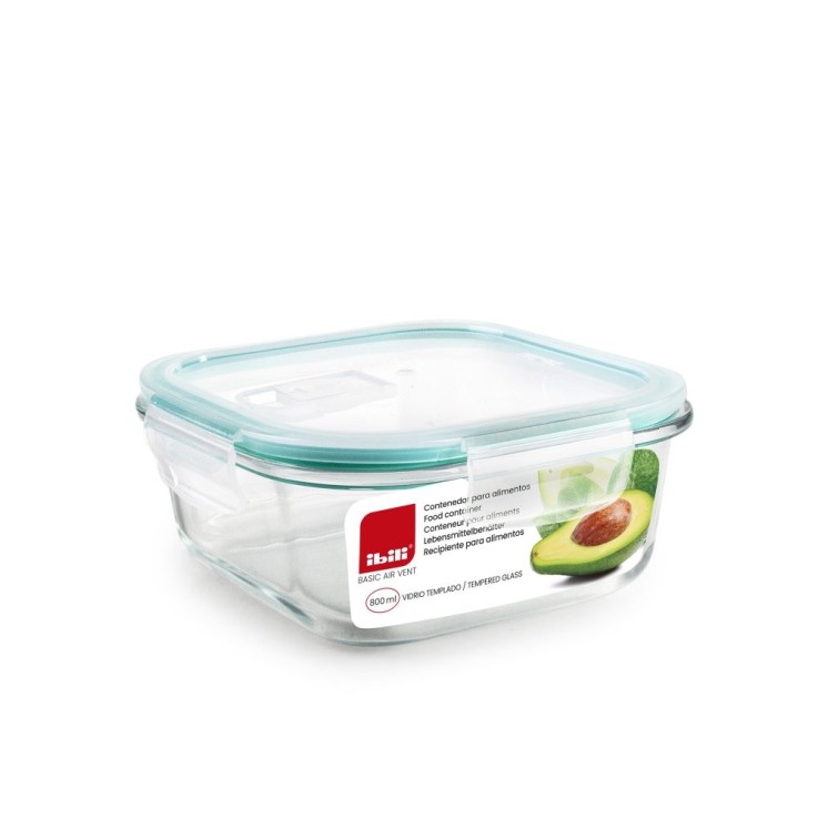 Boîte en verre carré Airvent 1.2 L en acier inoxydable (inox)
