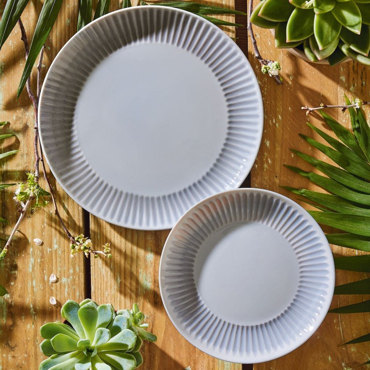 6 assiettes creuses grises 20 cm -COTTAGE