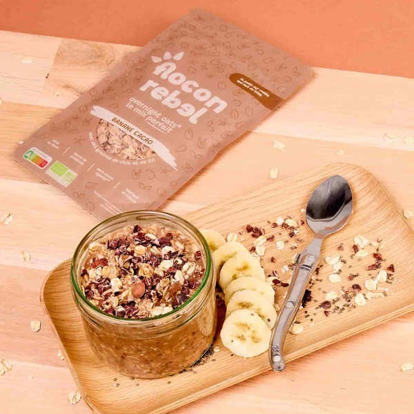 Flocon Rebel Overnight Oats bio - Banane Cacao - Sachet de 315g (7 portions)