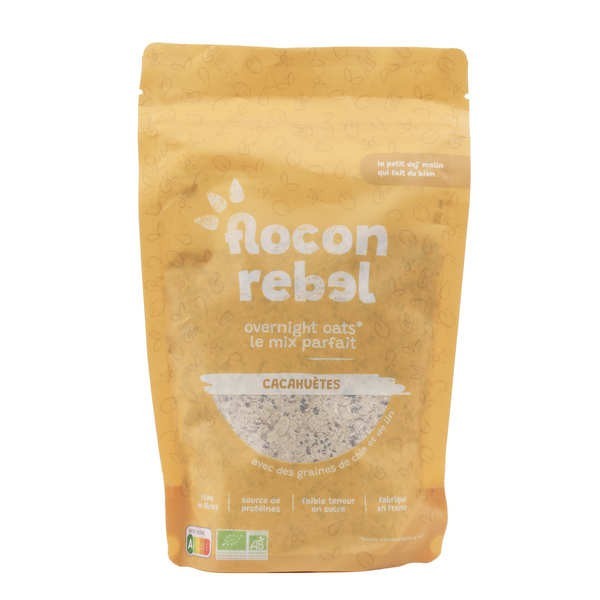 Flocon Rebel Overnight Oats bio - Cacahuètes - Sachet de 315g (7 portions)