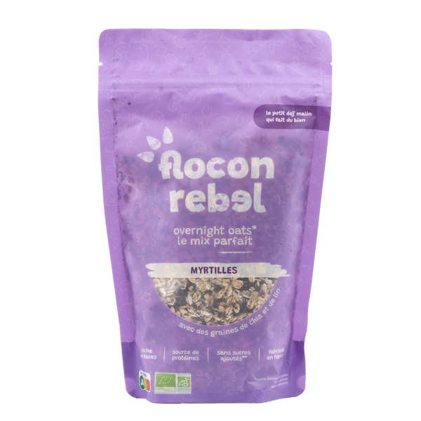 Flocon Rebel Overnight Oats bio - Myrtilles - Sachet de 315g (7 portions)