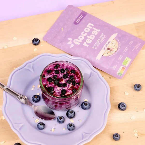 Flocon Rebel Overnight Oats bio - Myrtilles - Sachet de 315g (7 portions)