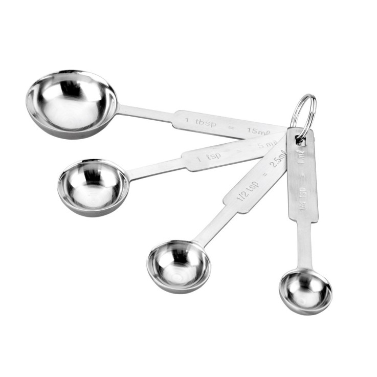 4 cuillères mesure 1.25-2.5-5-15 ml en acier inoxydable (inox)