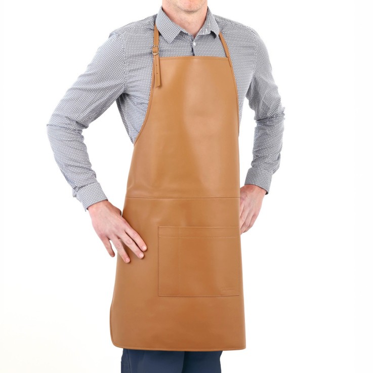Tablier en cuir véritable couleur Tabac - Honoré
